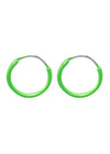925 Sterling Silver Cute and Little Pair of Green Enamel Hoop Earrings
