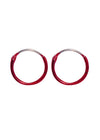 925 Sterling Silver Cute and Little Pair of Red Enamel Hoop Earrings