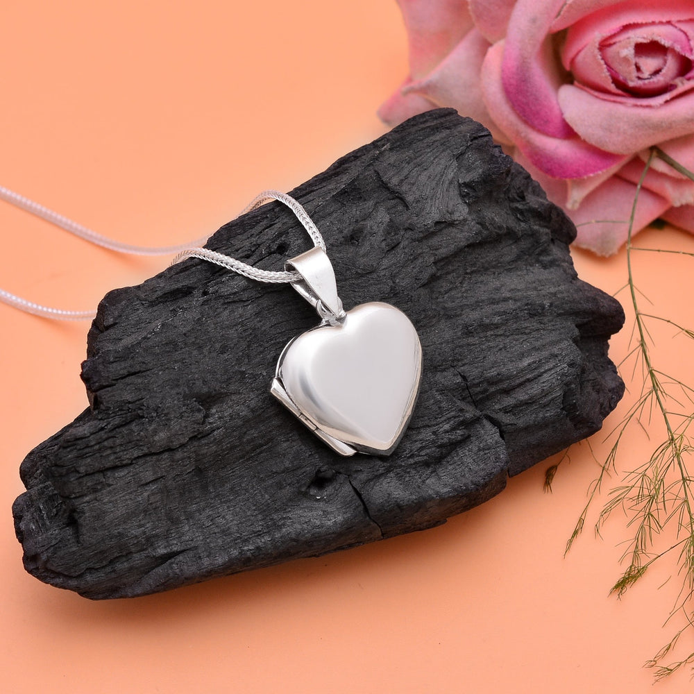 92.5 Sterling Silver Designer Heart Photo Locket Pendant - Pendants