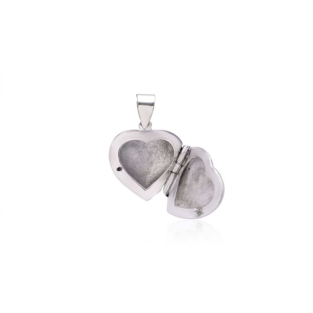 92.5 Sterling Silver Designer Heart Photo Locket Pendant - Pendants
