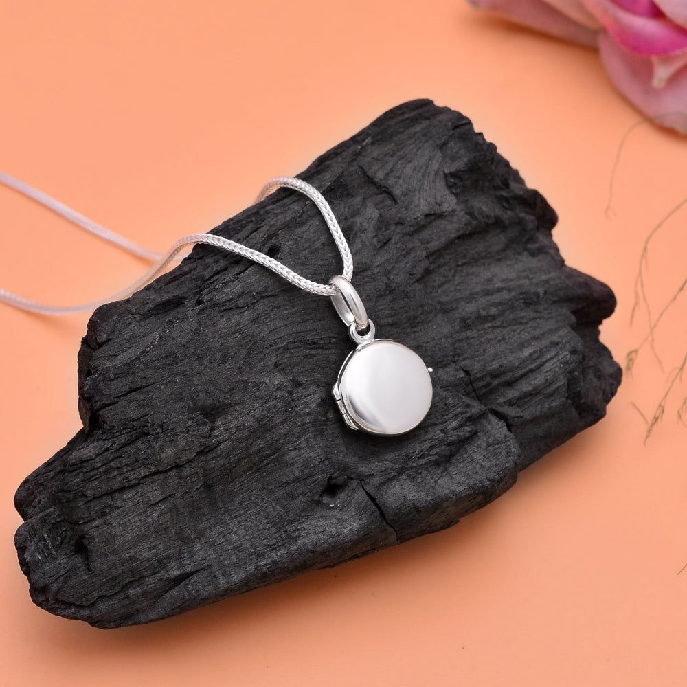 92.5 Sterling Silver Designer Round Photo Locket Pendant - Pendants