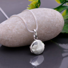 92.5 Sterling Silver Designer Round Photo Locket Pendant - Pendants