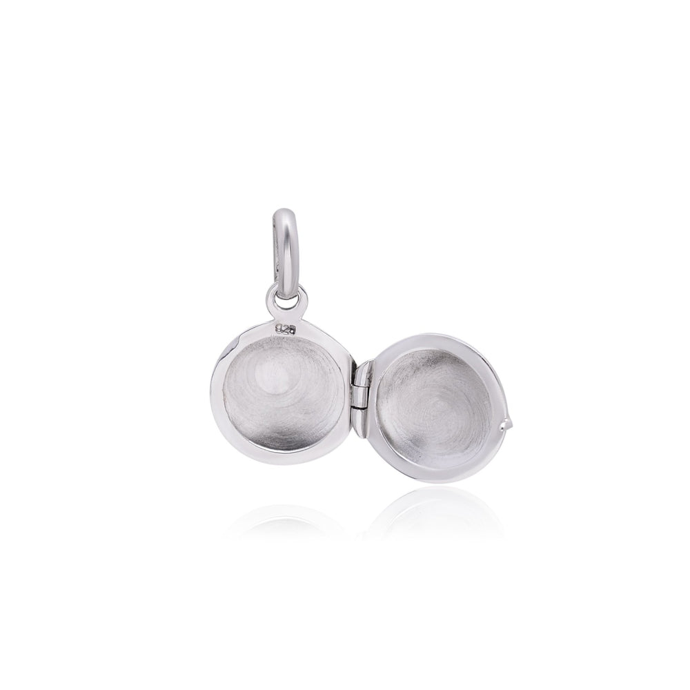 92.5 Sterling Silver Designer Round Photo Locket Pendant - Pendants