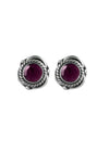 92.5 Sterling Silver Designer Ruby Stone Stud Earrings