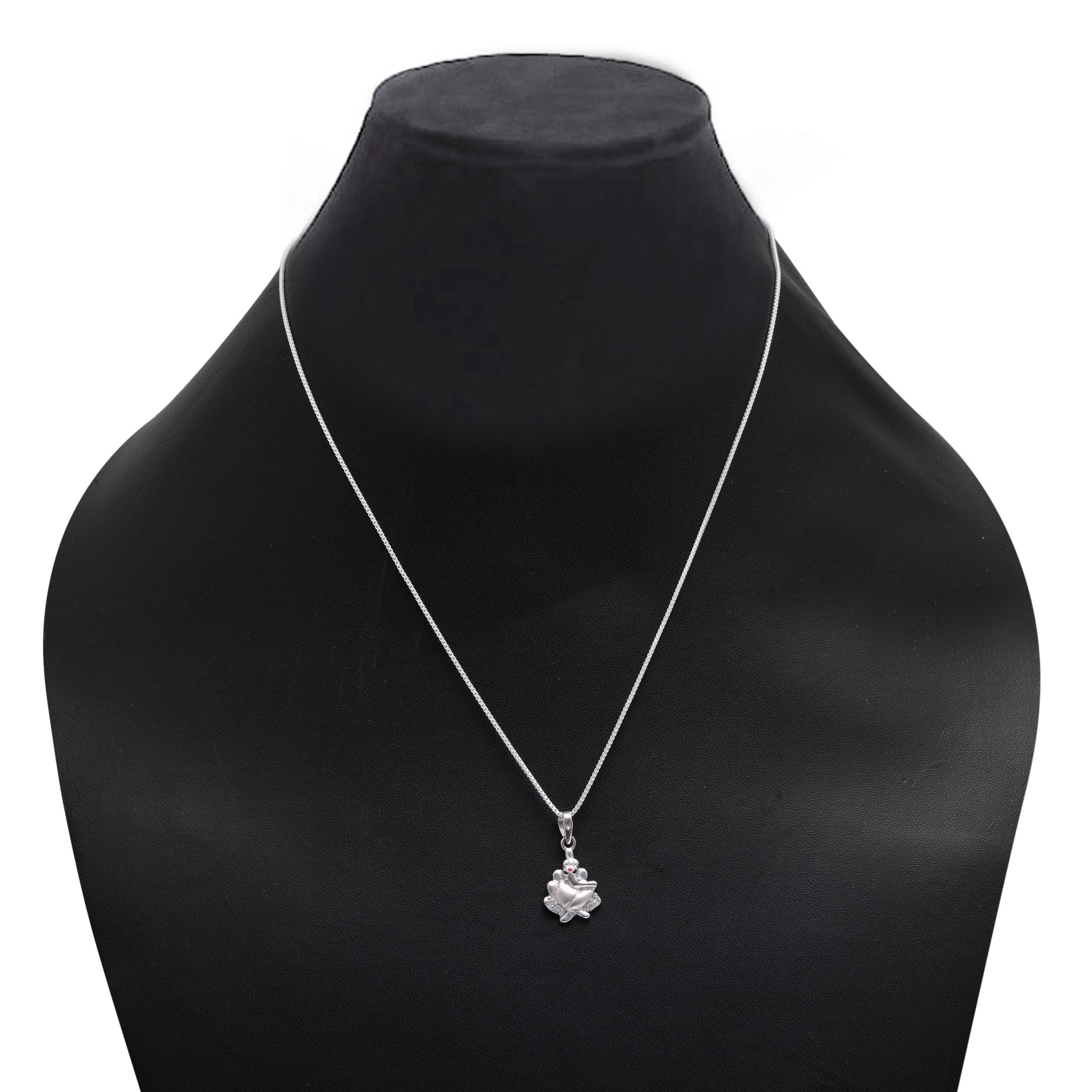 92.5 Sterling Silver Ganesh Pendant with CZ Stones - Pendants