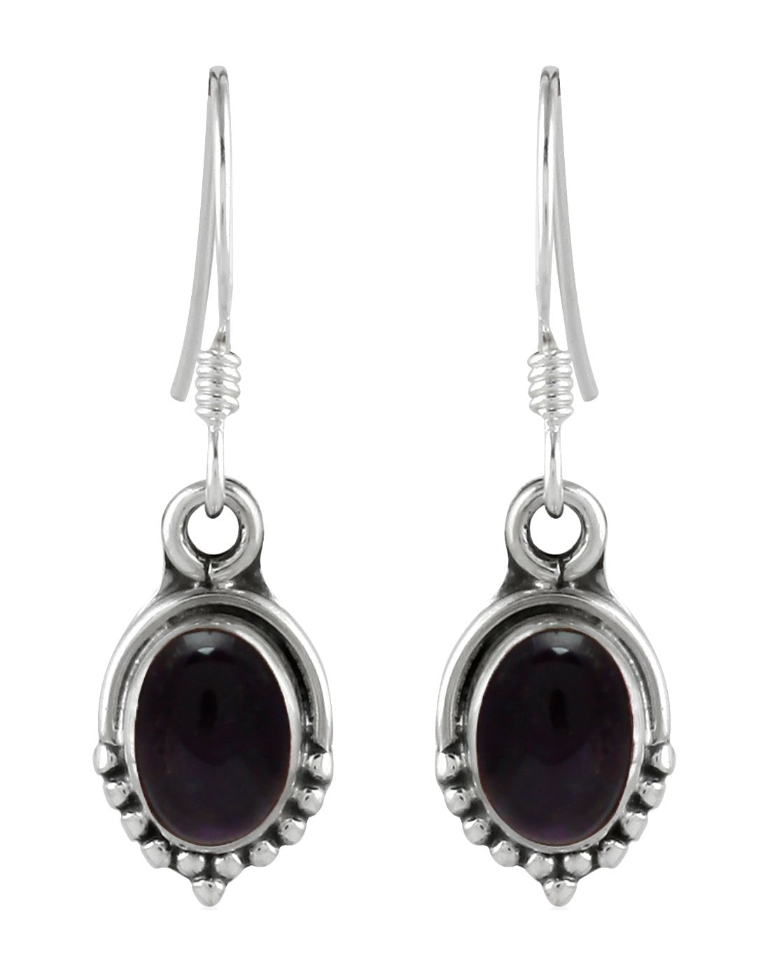 925 Sterling Silver Handmade Dangler Hanging Earrings with Amethyst Precious Stone - Danglers