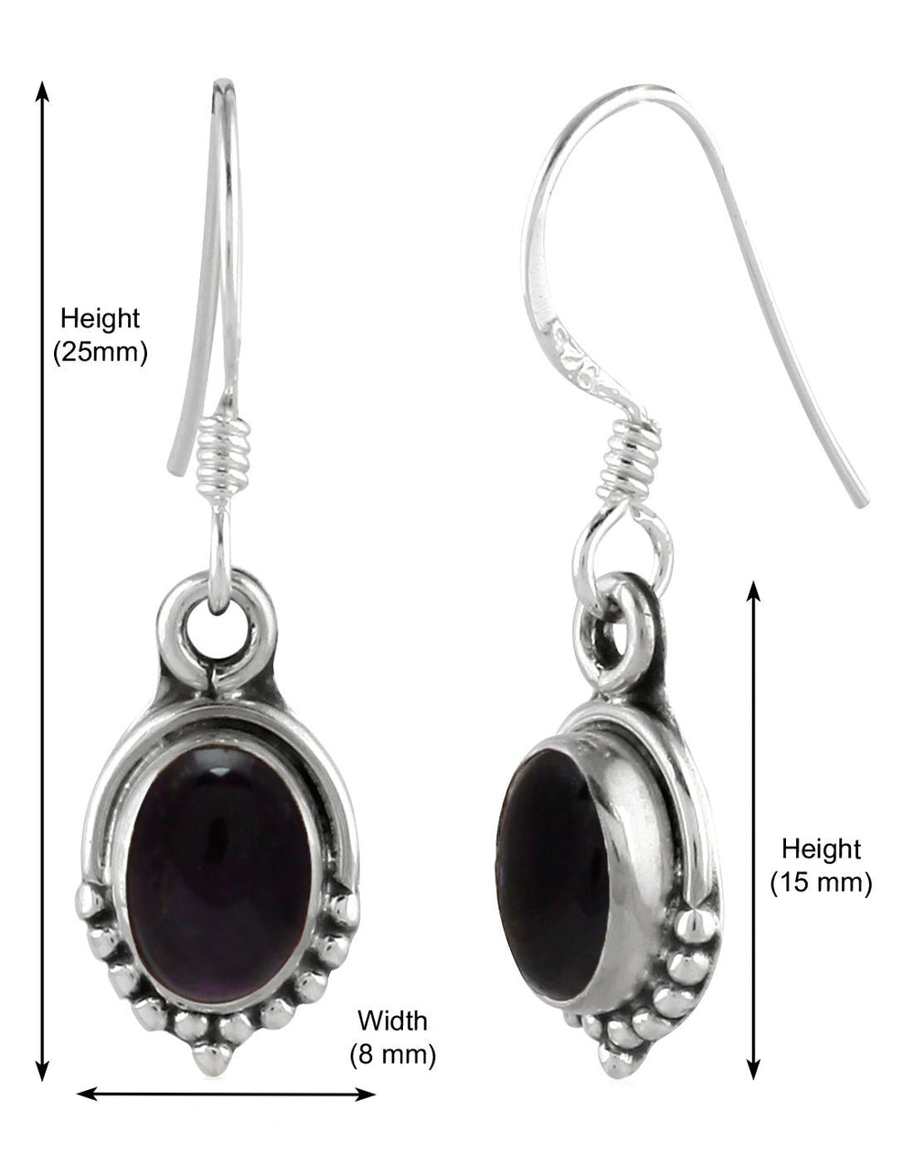 925 Sterling Silver Handmade Dangler Hanging Earrings with Amethyst Precious Stone - Danglers