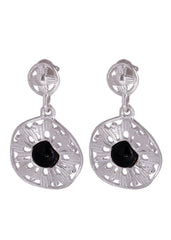 925 Sterling Silver Handmade Dangler Hanging Earrings with Black Onyx Stone - Danglers