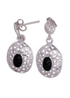 925 Sterling Silver Handmade Dangler Hanging Earrings with Black Onyx Stone