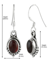 925 Sterling Silver Handmade Dangler Hanging Earrings with Precious Stone - Danglers