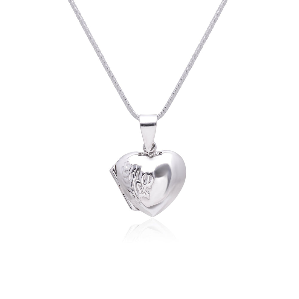 92.5 Sterling Silver Heart Designer Photo Locket Pendant - Pendants