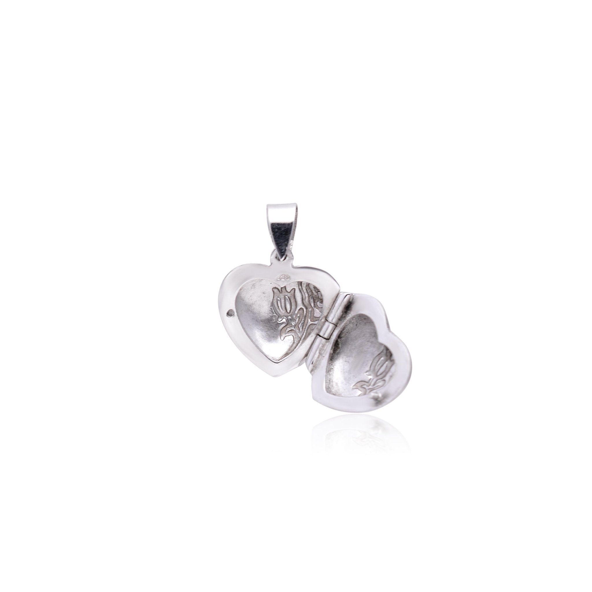 92.5 Sterling Silver Heart Designer Photo Locket Pendant - Pendants