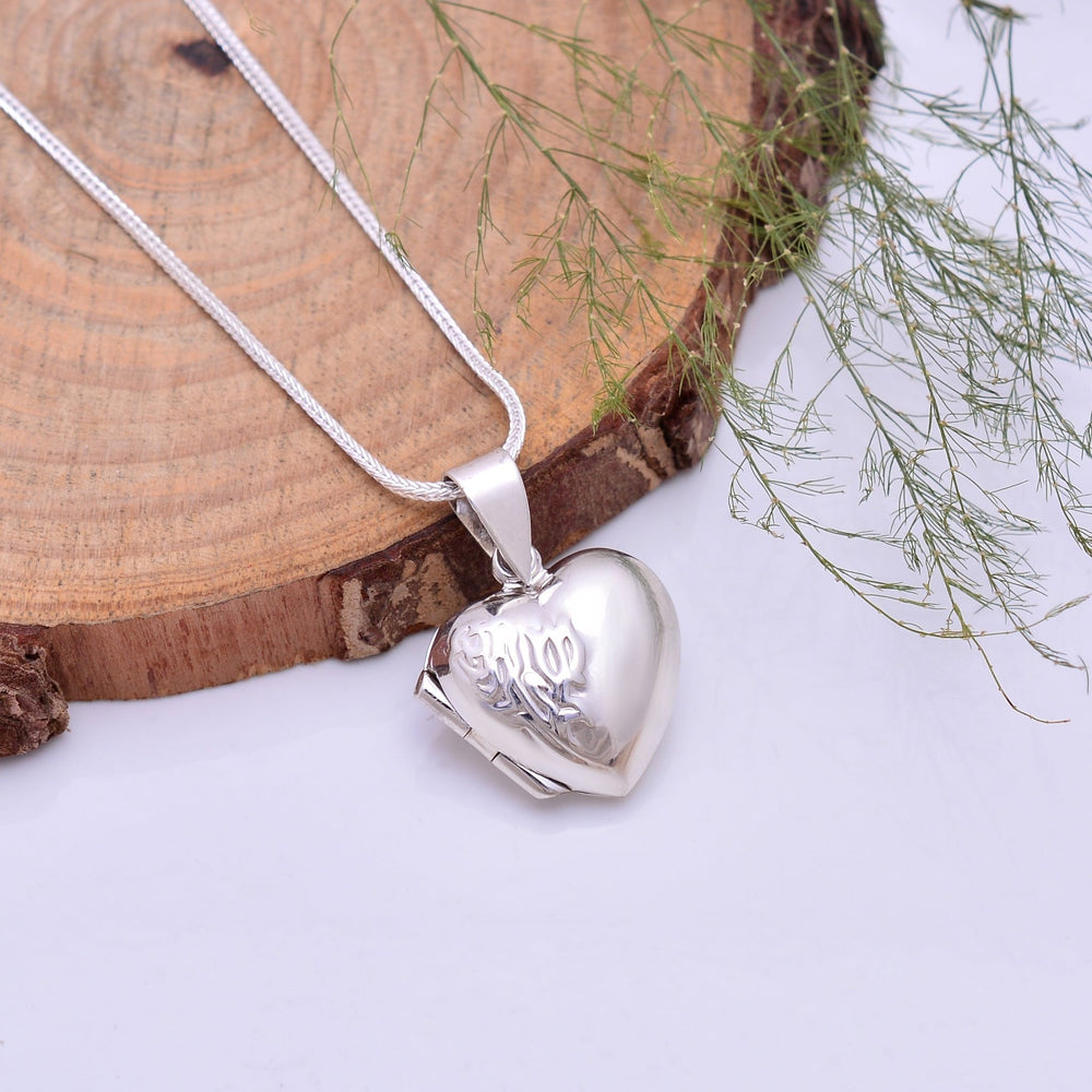 92.5 Sterling Silver Heart Designer Photo Locket Pendant - Pendants