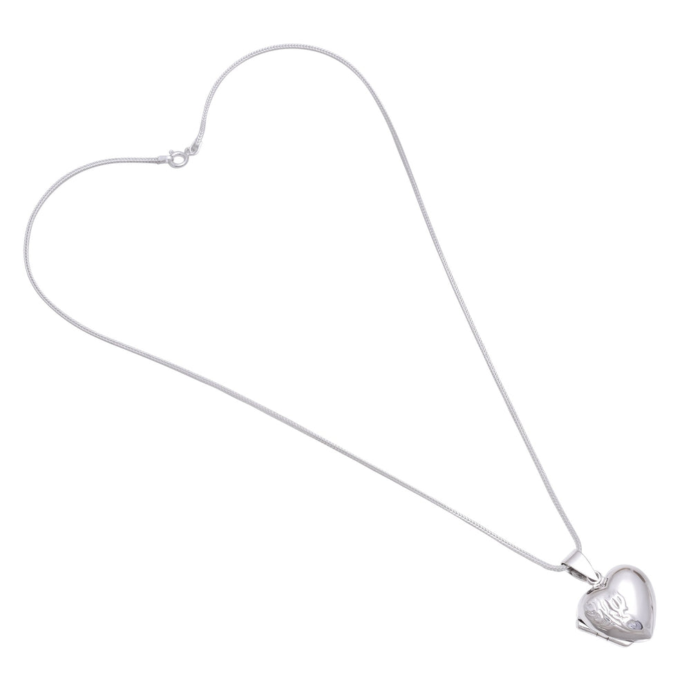 92.5 Sterling Silver Heart Designer Photo Locket Pendant - Pendants