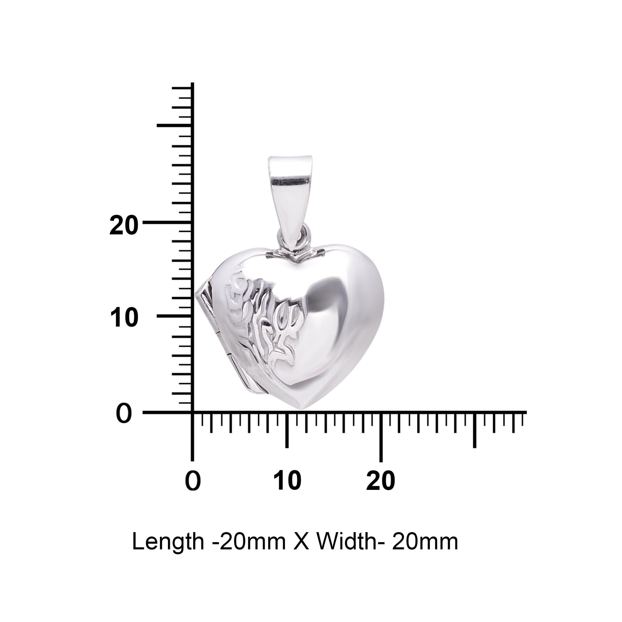 92.5 Sterling Silver Heart Designer Photo Locket Pendant - Pendants