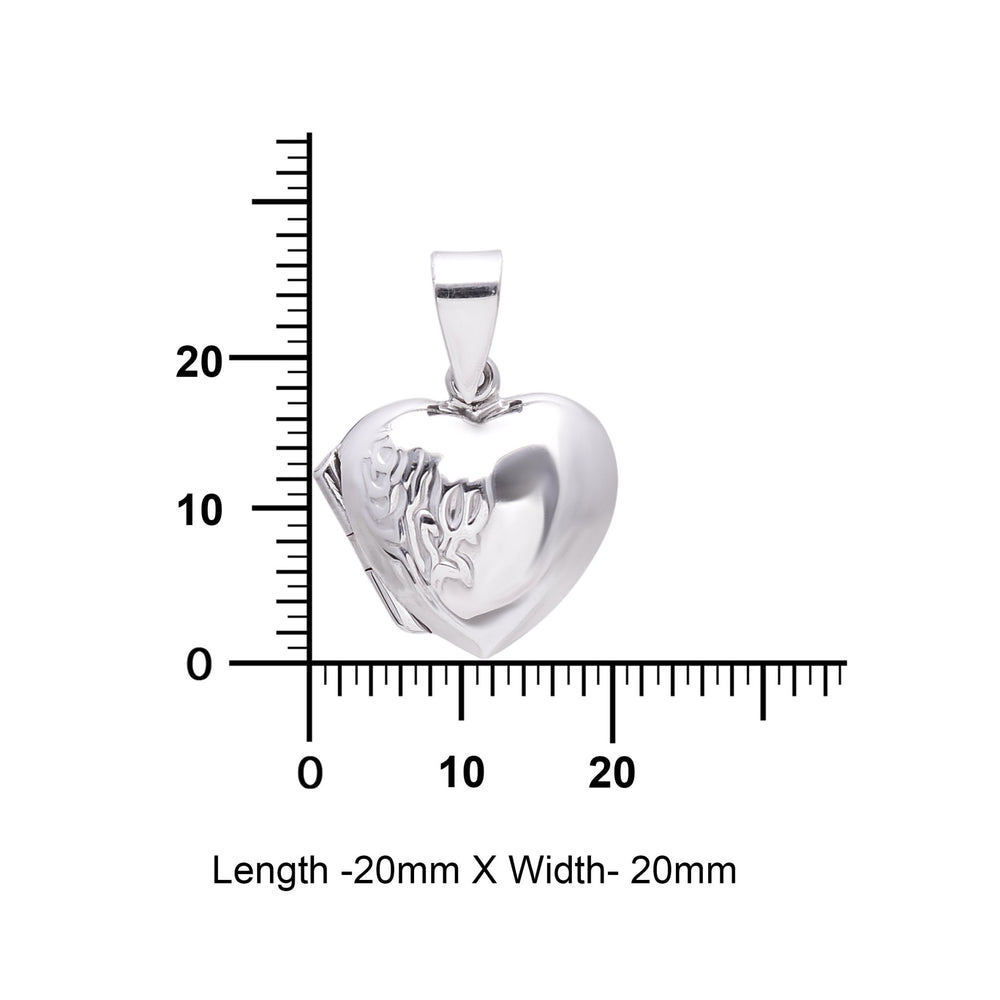 92.5 Sterling Silver Heart Designer Photo Locket Pendant - Pendants