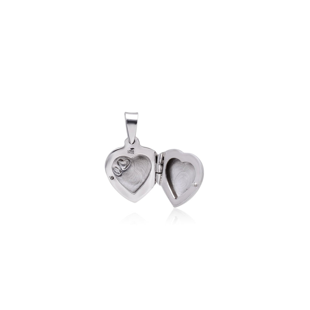92.5 Sterling Silver Heart Shape Designer Photo Locket Pendant - Pendants