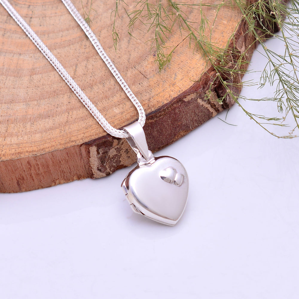 92.5 Sterling Silver Heart Shape Designer Photo Locket Pendant - Pendants