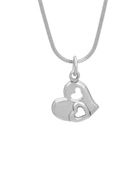 92.5 Sterling Silver Heart Shape Lovely Pendant with Silver Chain - Pendants