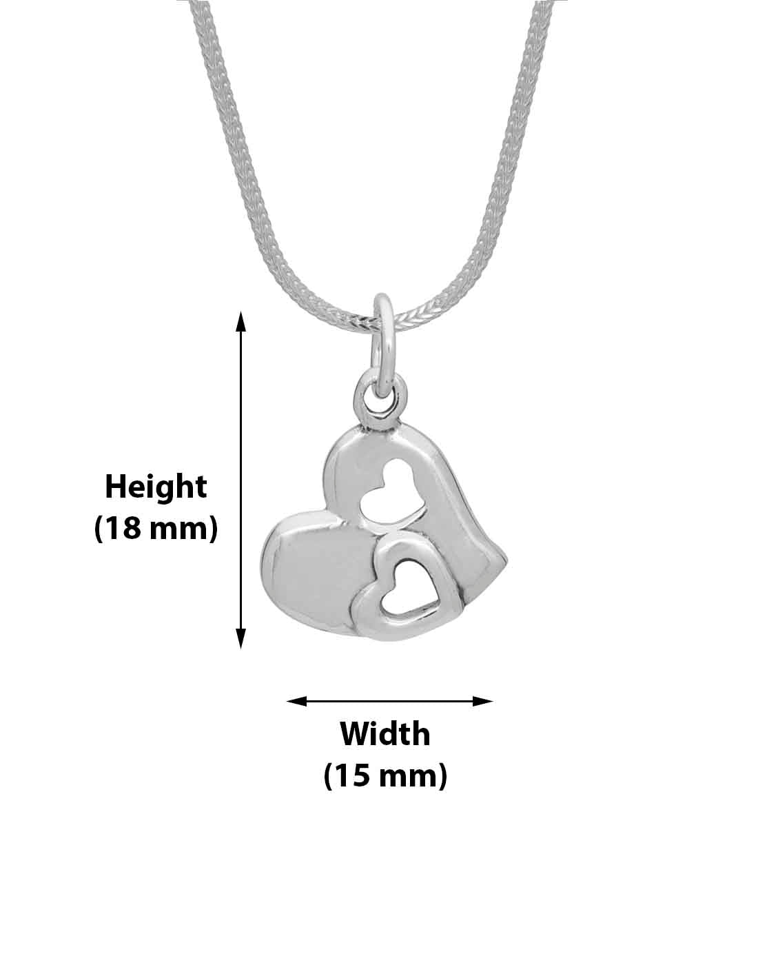 92.5 Sterling Silver Heart Shape Lovely Pendant with Silver Chain - Pendants