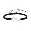 92.5 Sterling Silver Infinity Bracelet with Black Thread