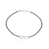 92.5 Sterling Silver Infinity Modern Bracelet with Black Beads