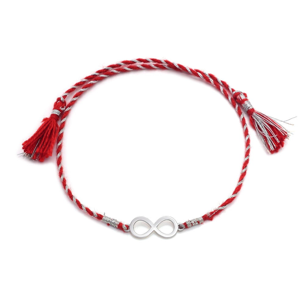 92.5 Sterling Silver Infinity Rakhi Red Thread - Bangles And Bracelets