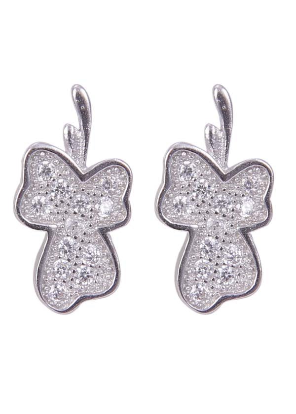 925 Sterling Silver Leaf Shape Cubic Zircon Studs - Studs