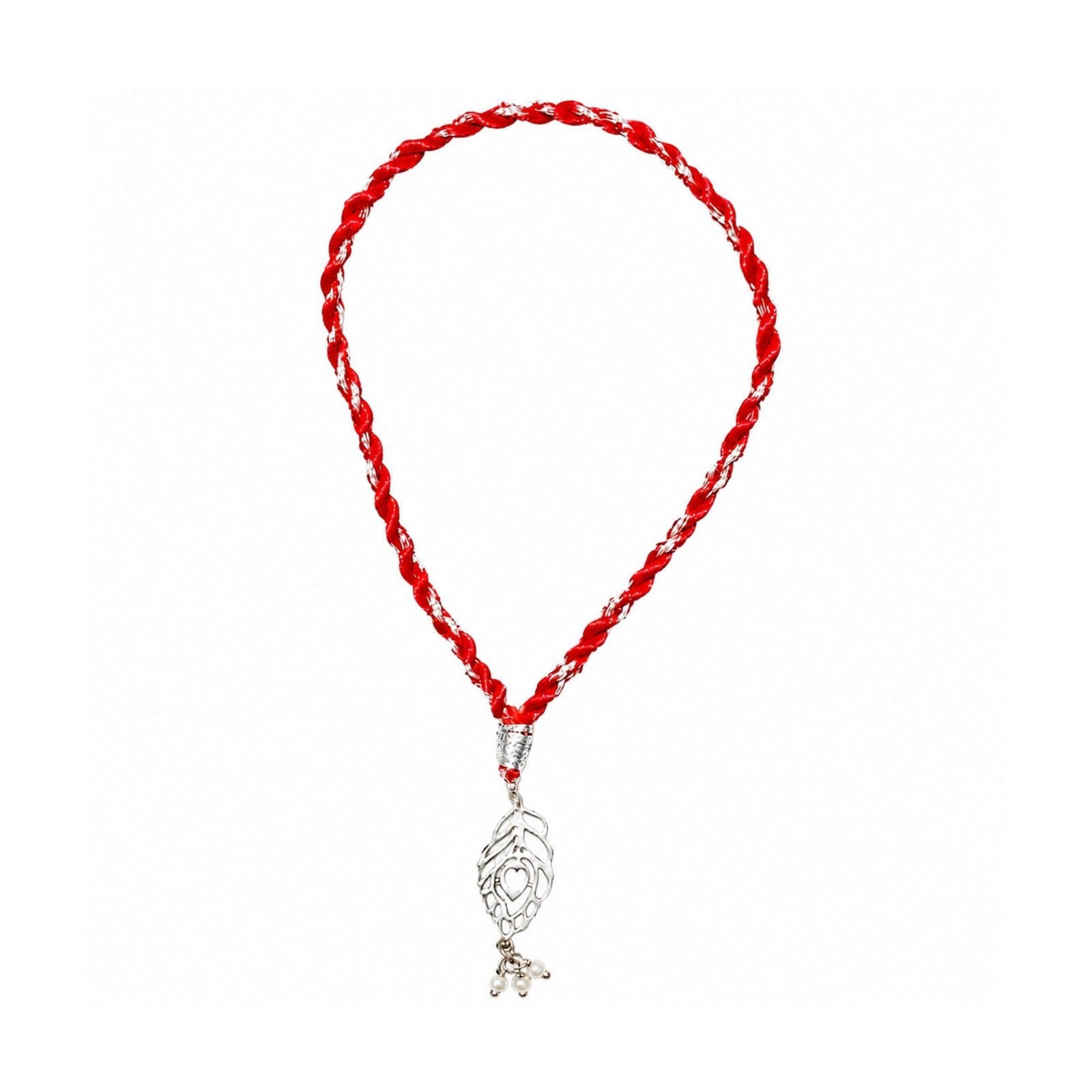 92.5 Sterling Silver Morpankh Loomba Rakhi for Bhabhi in Red Thread - Bangles And Bracelets