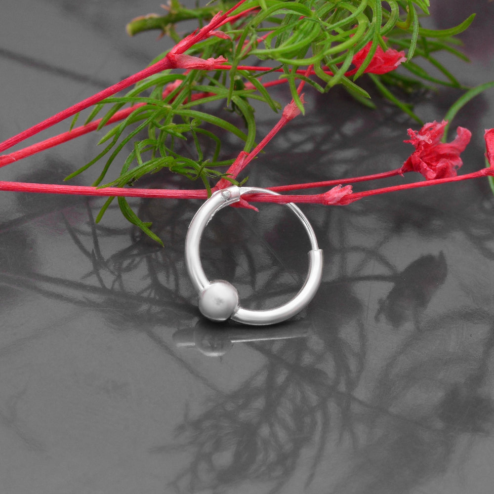 92.5 Sterling Silver Nose Rings 6 mm Hoops Bali - Silver Nose Ring