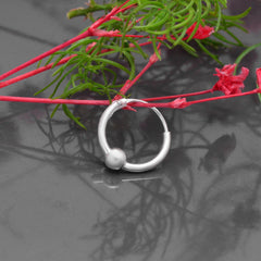 92.5 Sterling Silver Nose Rings 6 mm Hoops Bali - Silver Nose Ring