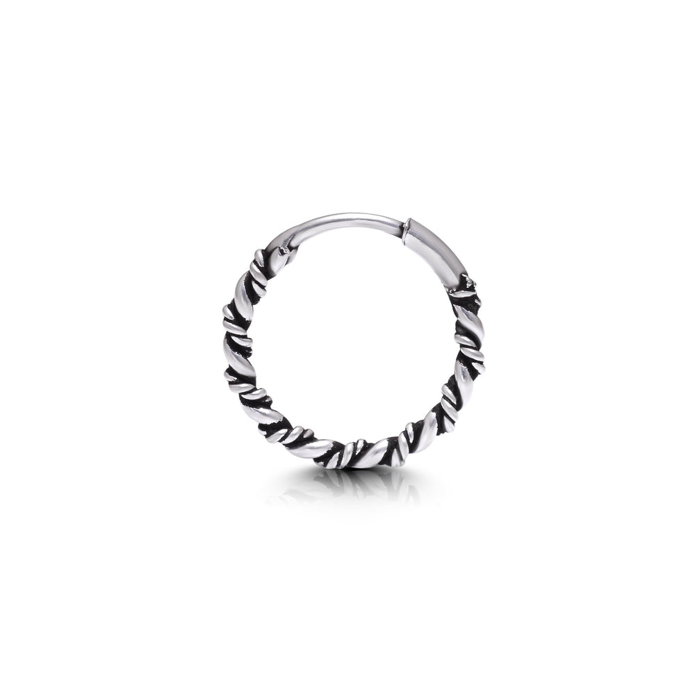 92.5 Sterling Silver Oxidized Nose Rings Hoops Bali - Silver Nose Ring