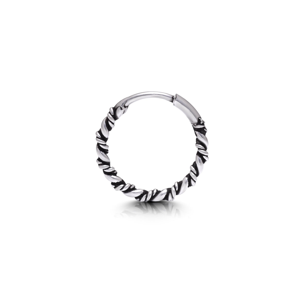92.5 Sterling Silver Oxidized Nose Rings Hoops Bali - Silver Nose Ring