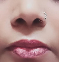 92.5 Sterling Silver Oxidized Nose Rings Hoops Bali - Silver Nose Ring