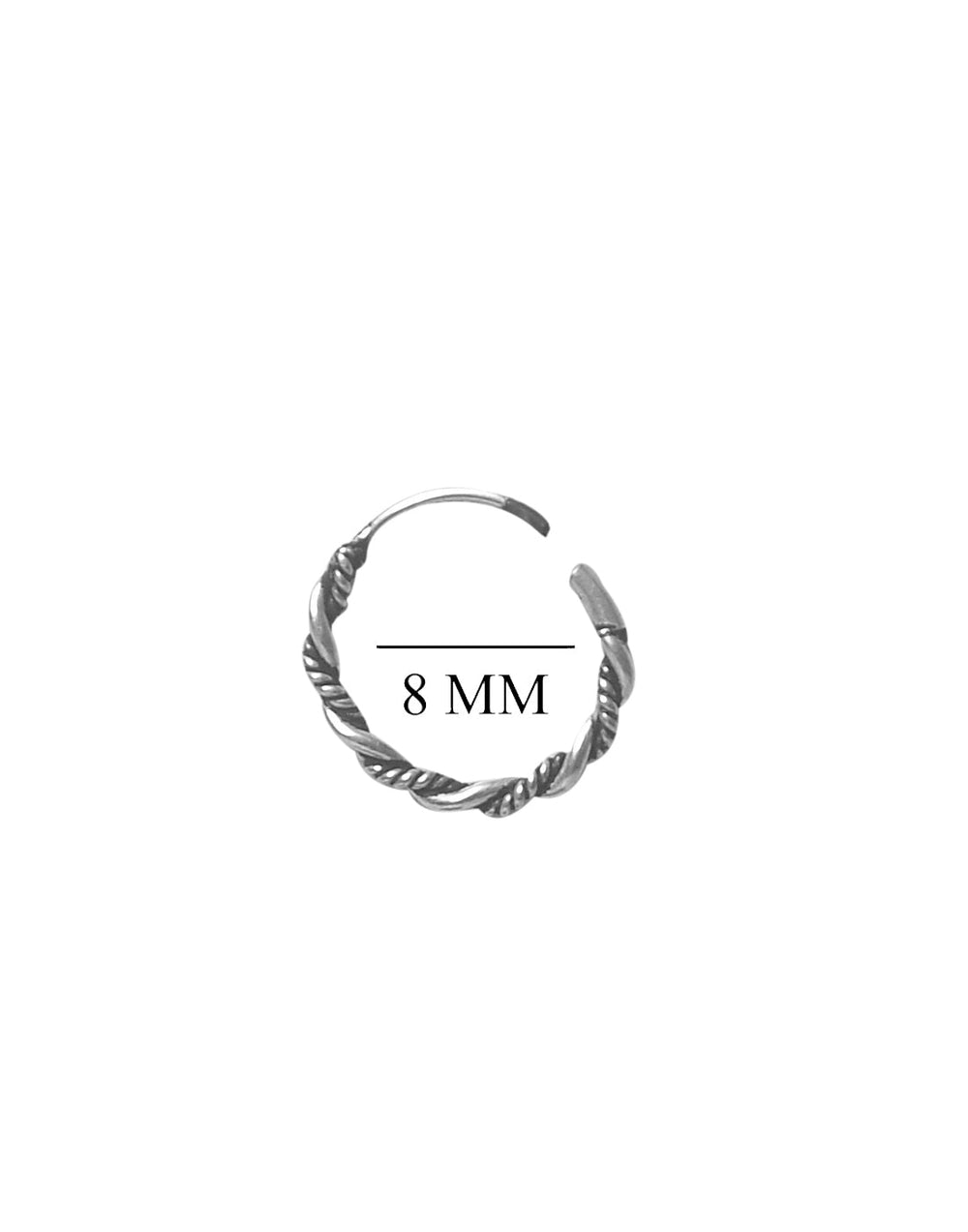 92.5 Sterling Silver Oxidized Nose Rings Hoops Bali - Silver Nose Ring