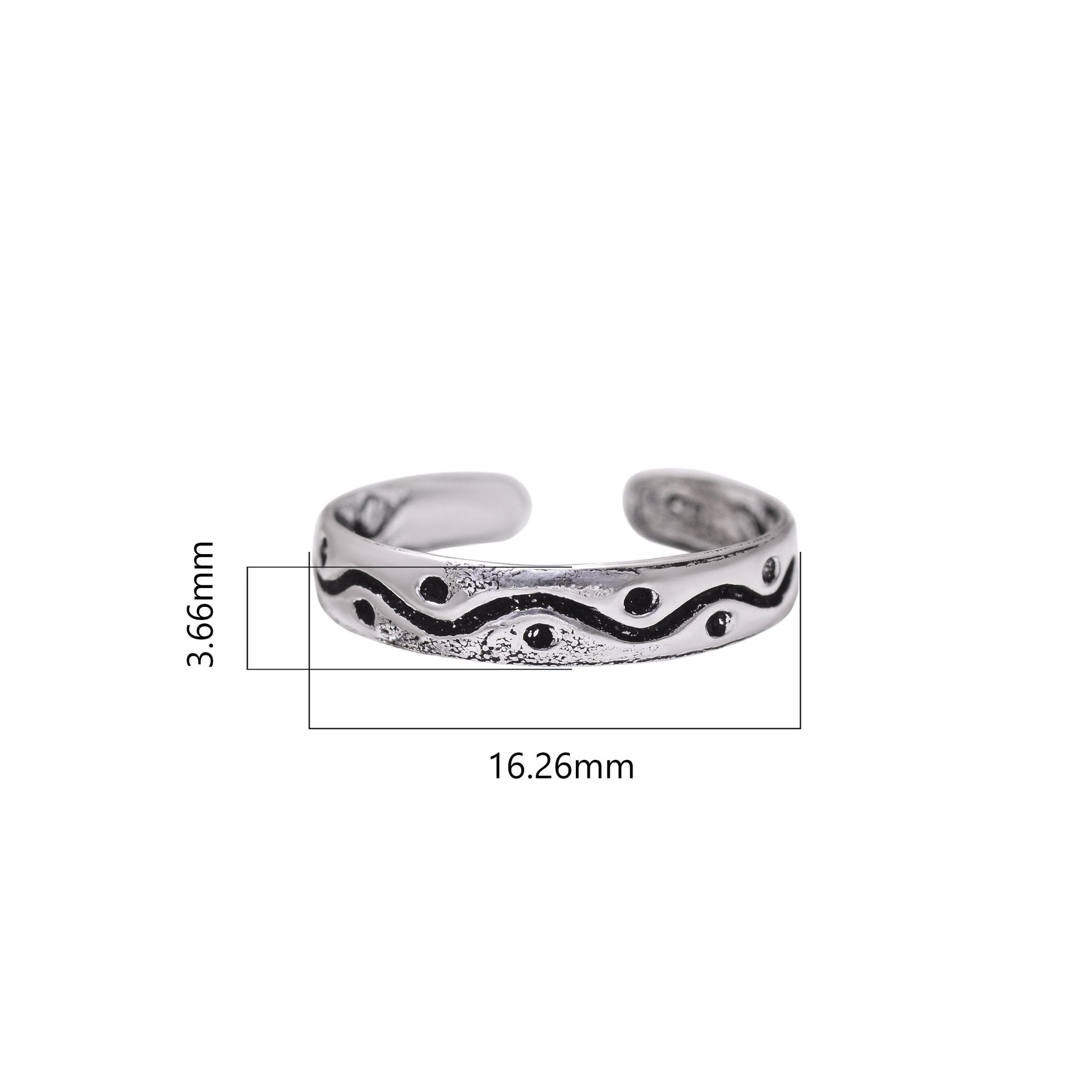925 Sterling Silver Pair of Trendy Oxidized Adjustable Toe Rings - Toe Rings
