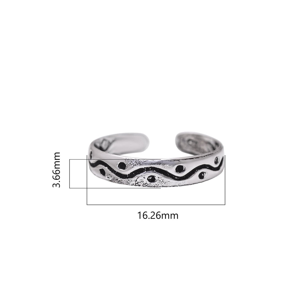 925 Sterling Silver Pair of Trendy Oxidized Adjustable Toe Rings - Toe Rings