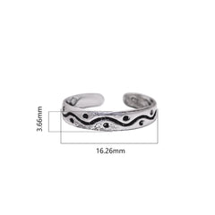 925 Sterling Silver Pair of Trendy Oxidized Adjustable Toe Rings - Toe Rings