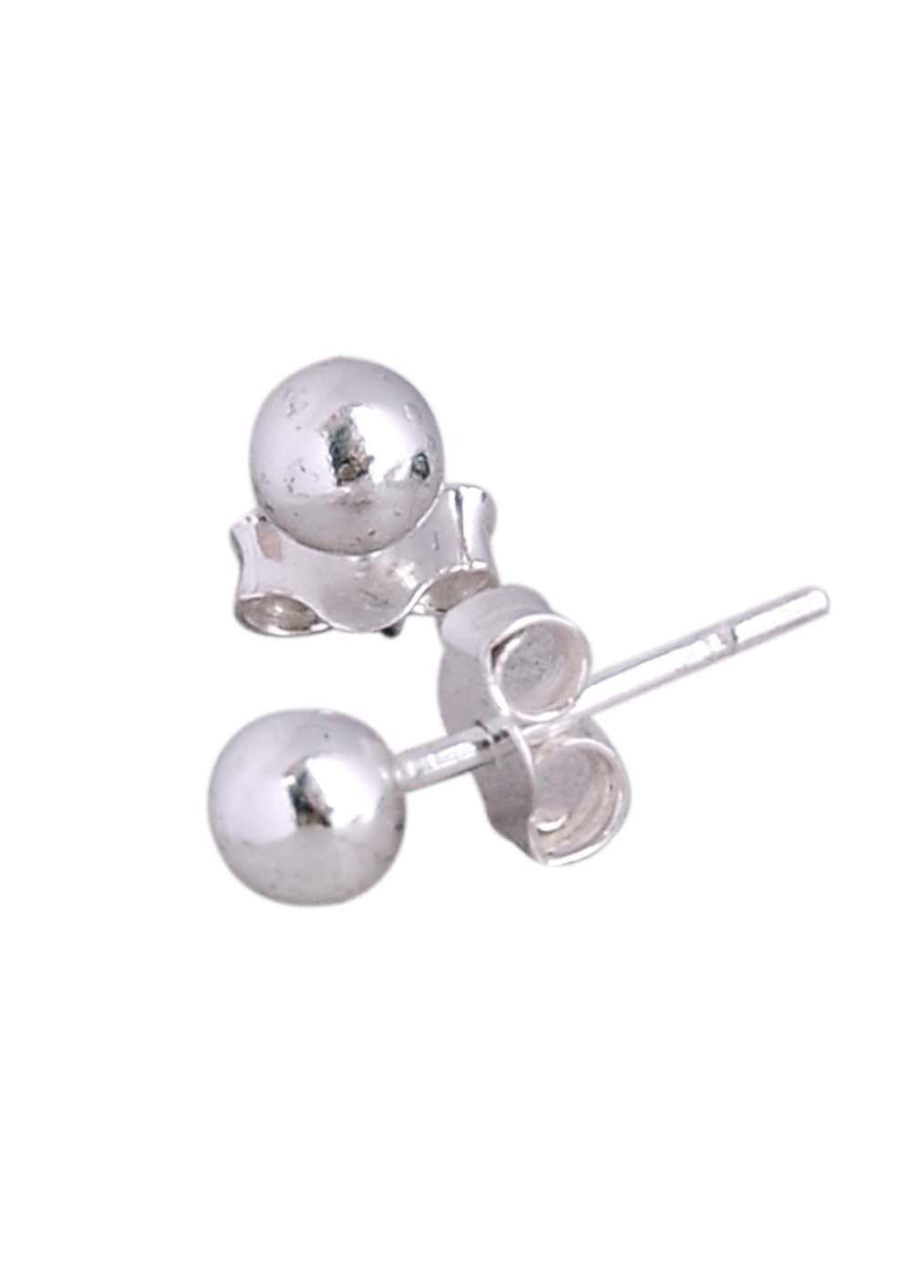 925 Sterling Silver Piercing 5 mm Hollow Ball Stud Unisex Earrings - Studs