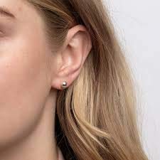 925 Sterling Silver Piercing 6 mm Hollow Ball Stud Unisex Earrings - Studs