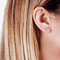 925 Sterling Silver Piercing 6 mm Hollow Ball Stud Unisex Earrings - Studs