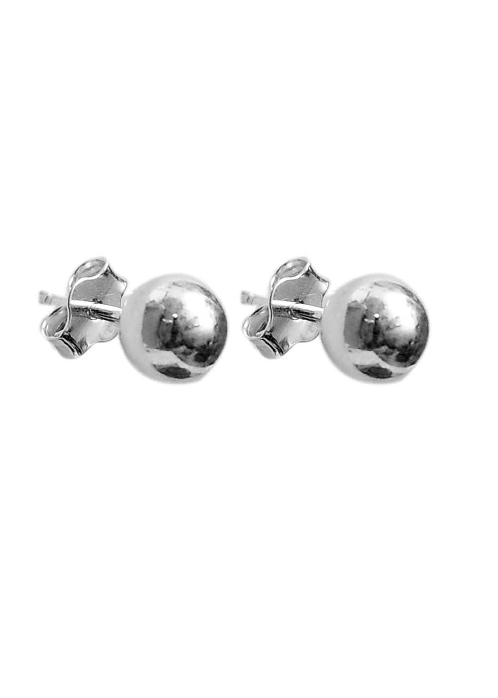 925 Sterling Silver Piercing 6 mm Hollow Ball Stud Unisex Earrings - Studs