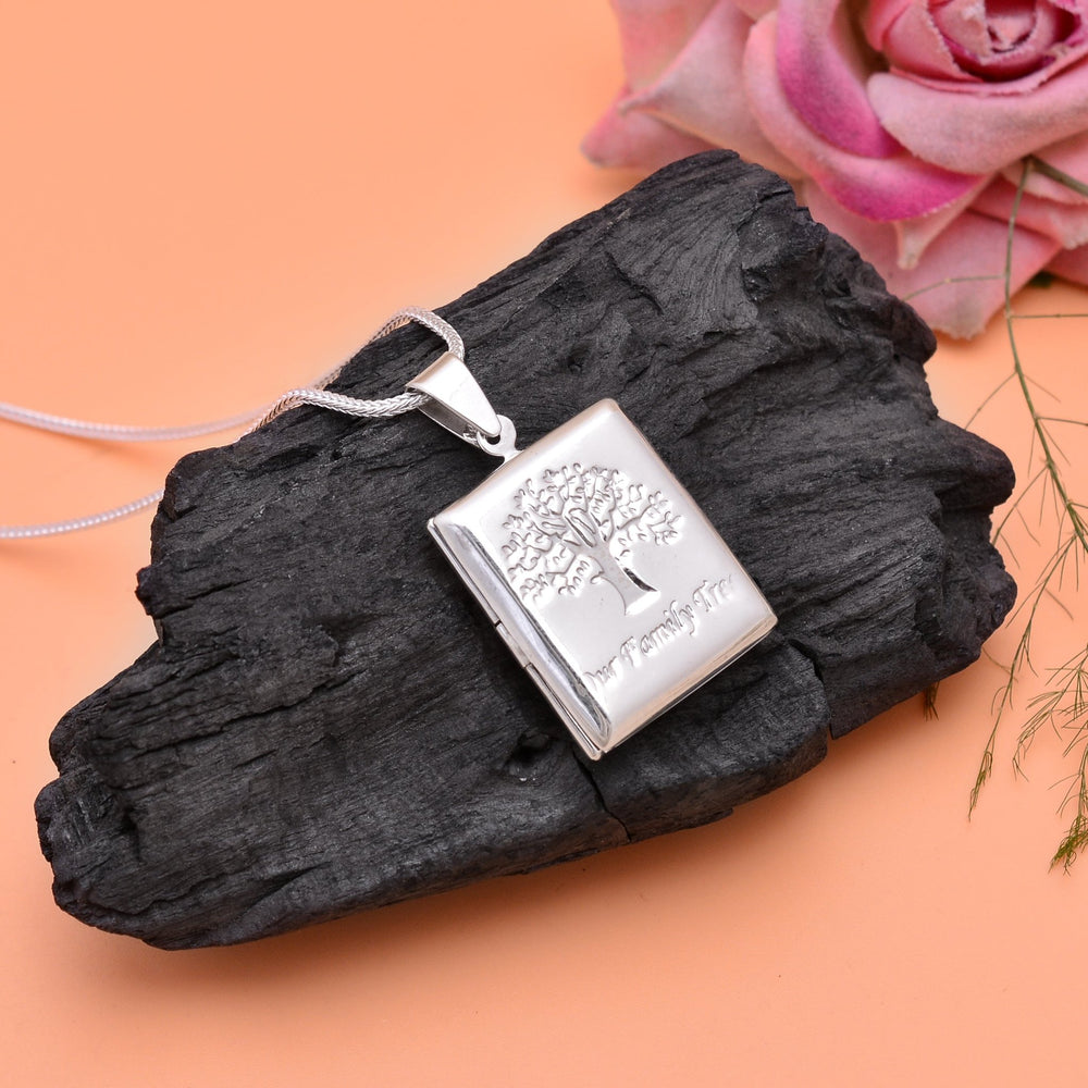 92.5 Sterling Silver Rectangle Designer Photo Locket Pendant - Pendants