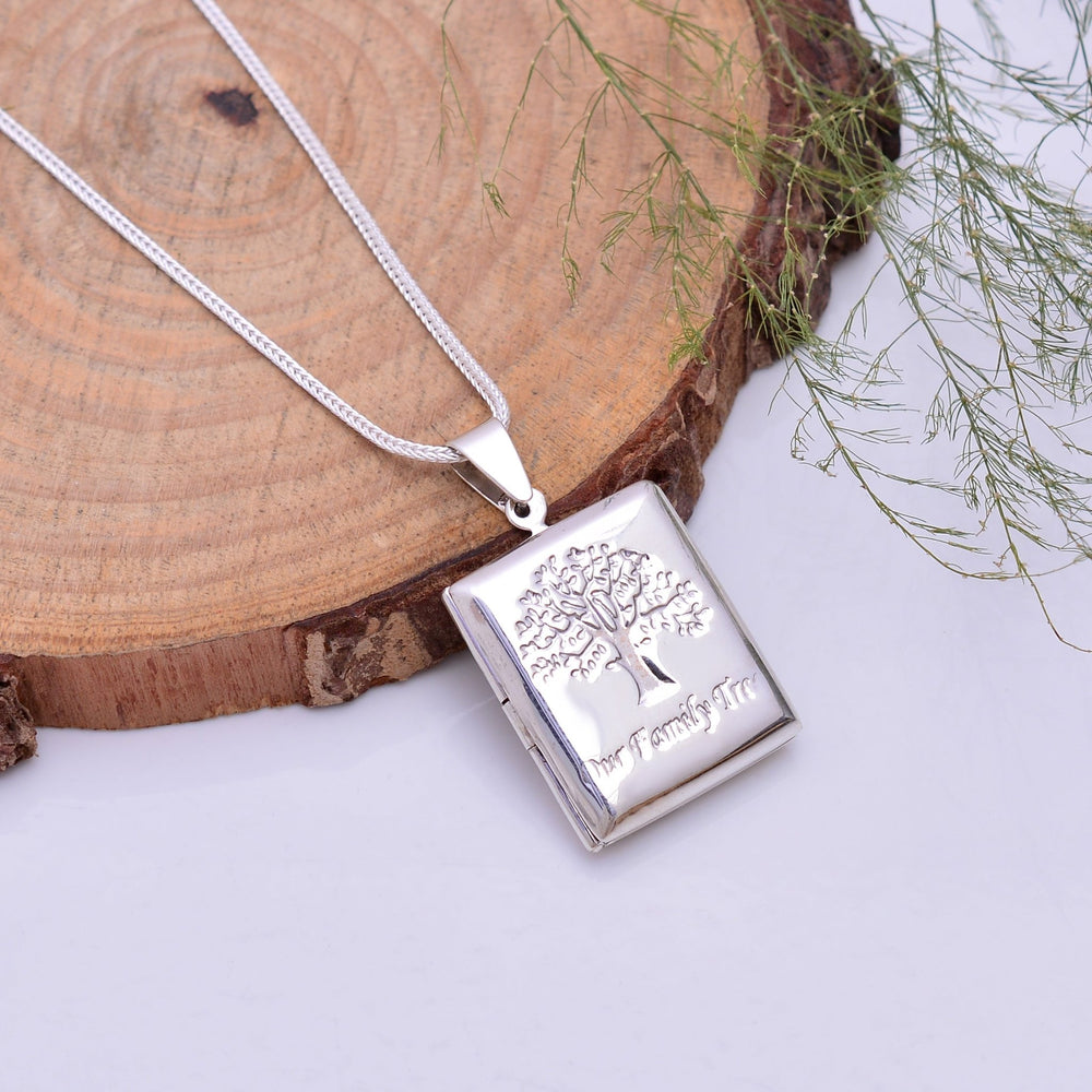 92.5 Sterling Silver Rectangle Designer Photo Locket Pendant - Pendants