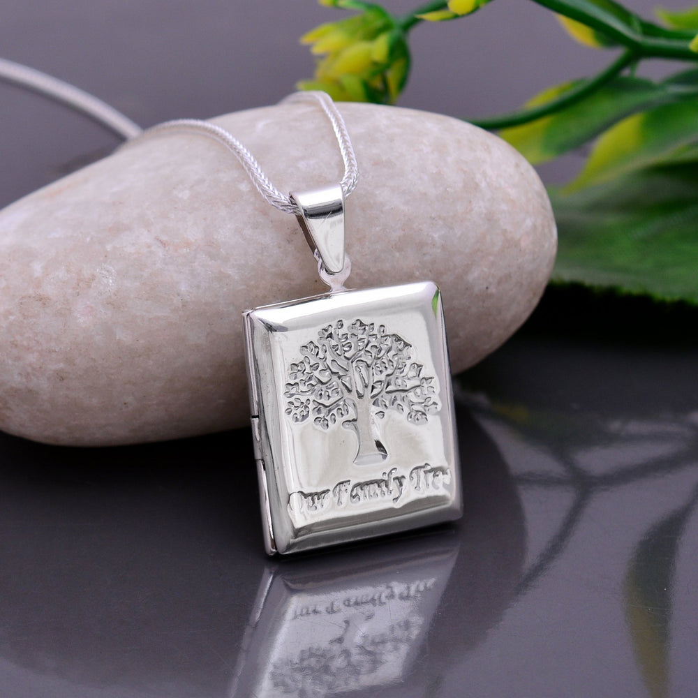 92.5 Sterling Silver Rectangle Designer Photo Locket Pendant - Pendants