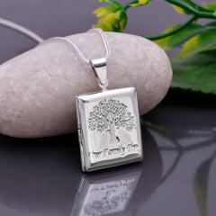 92.5 Sterling Silver Rectangle Designer Photo Locket Pendant - Pendants