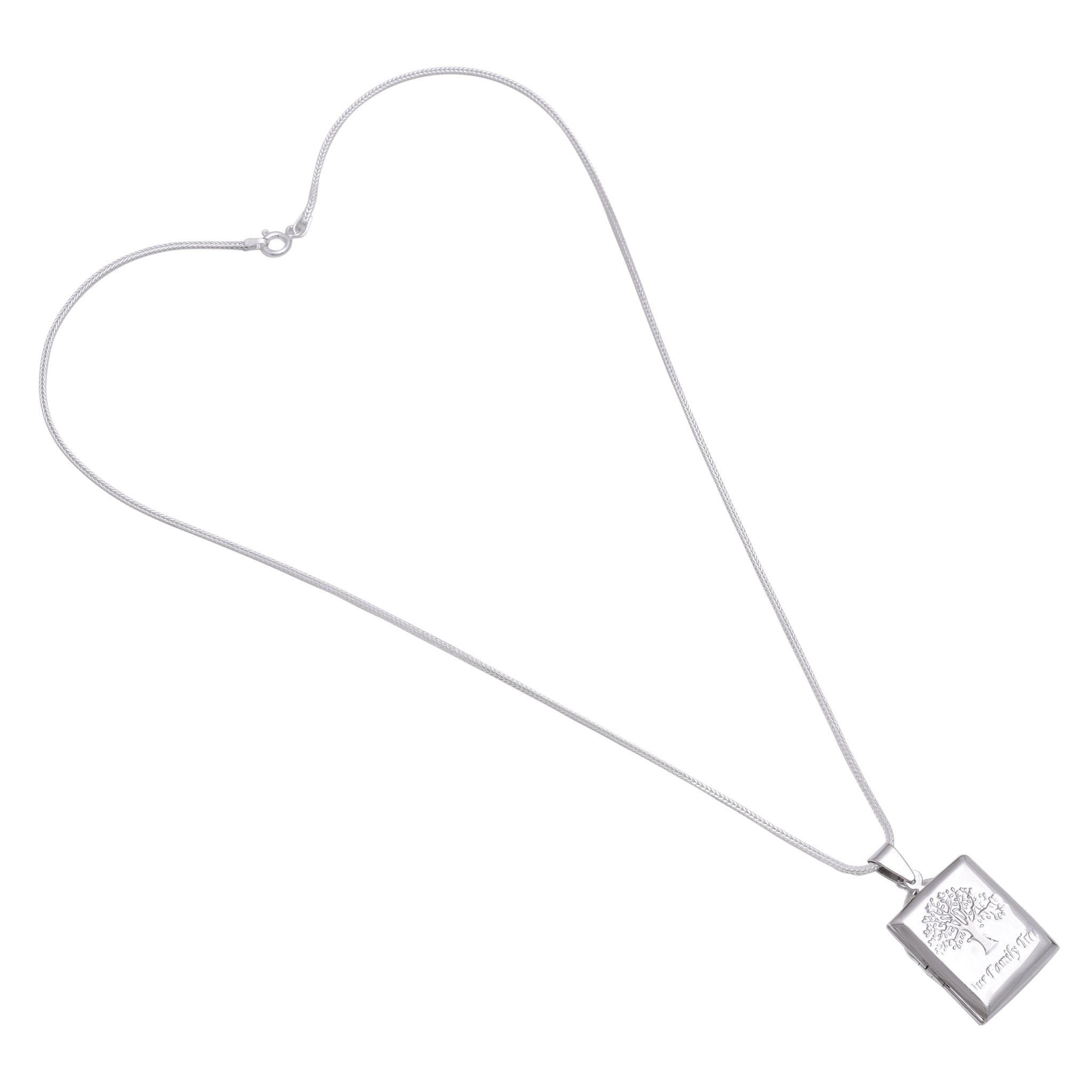 92.5 Sterling Silver Rectangle Designer Photo Locket Pendant - Pendants