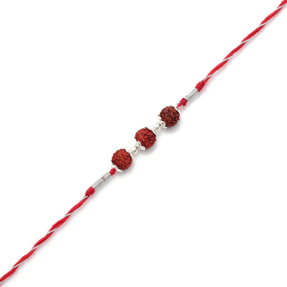 92.5 Sterling Silver Rudraksh Red Thread Bracelet for Men - Bangles And Bracelets