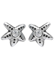 92.5 Sterling Silver Star Fish Stud Earrings - Studs