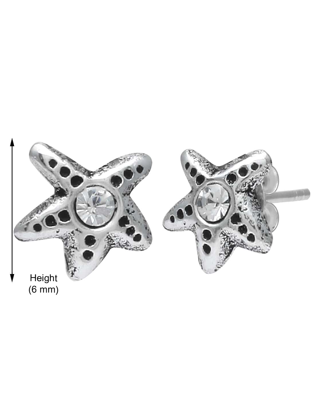 92.5 Sterling Silver Star Fish Stud Earrings - Studs